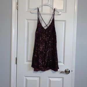 XS Free People maroon sequins dress